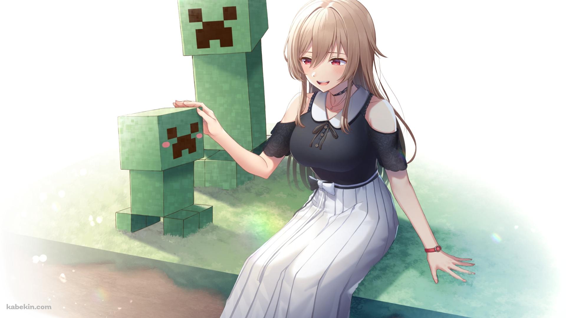 クリーパーを撫でるフレン・E・ルスタリオ / マイクラ / にじさんじ / バーチャルライバーの壁紙(1920px x 1080px) 高画質 PC・デスクトップ用