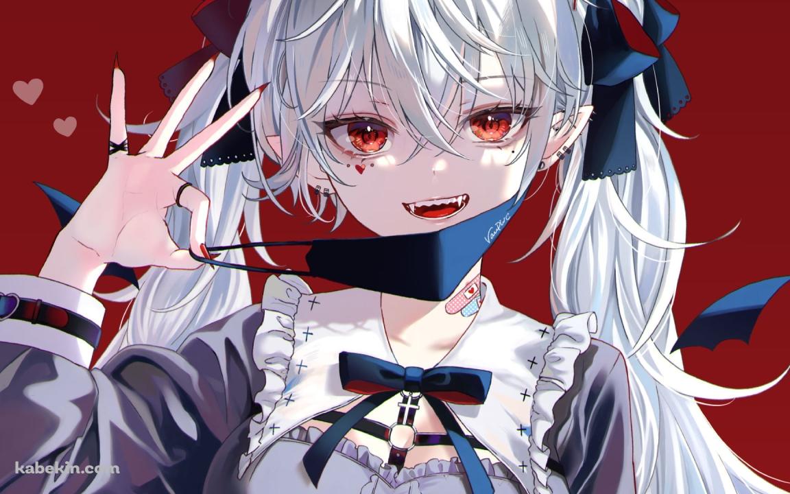 黒いマスクを外す健屋花那 / ヴァンパイア / にじさんじ / バーチャルライバーの壁紙(1152px x 720px) 高画質 PC・デスクトップ用