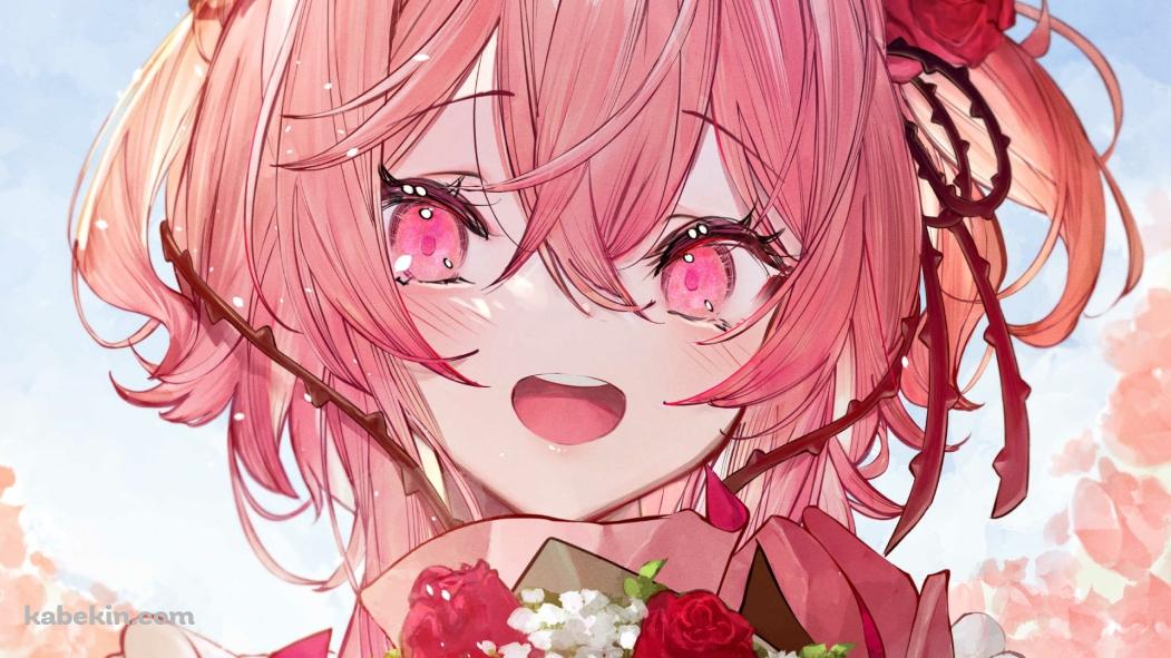 ピンクの花とロゼミ・ラブロック / にじさんじ / バーチャルライバーの壁紙(1051px x 591px) 高画質 PC・デスクトップ用