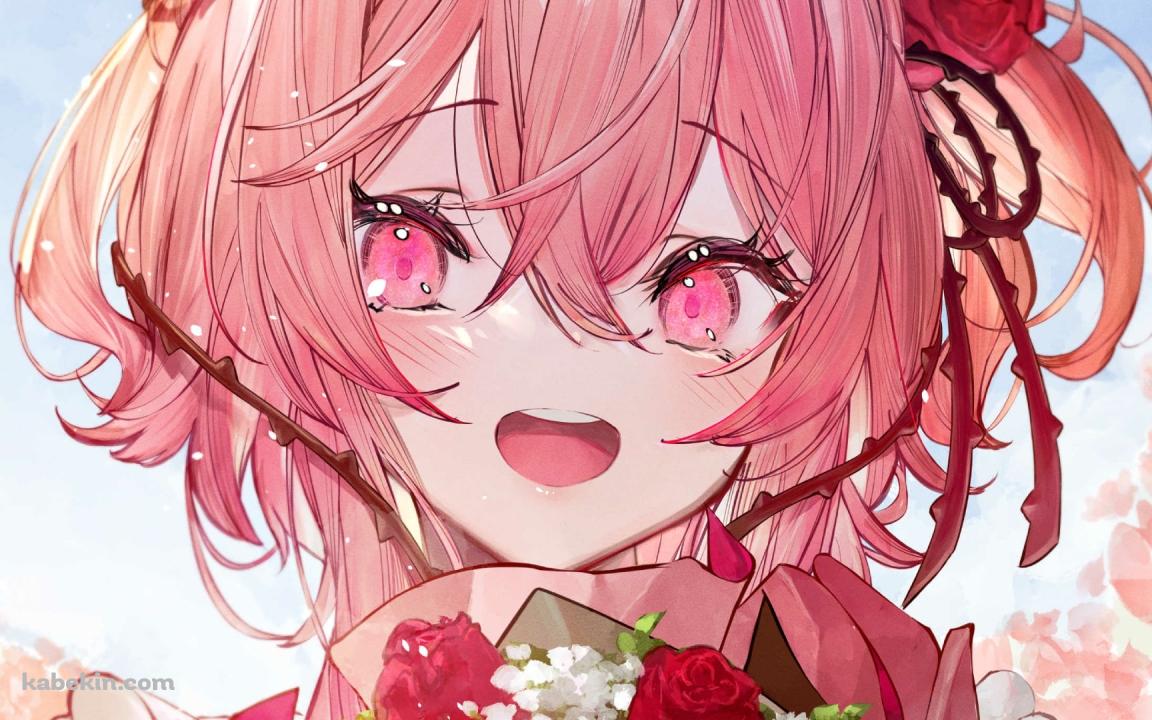 ピンクの花とロゼミ・ラブロック / にじさんじ / バーチャルライバーの壁紙(1152px x 720px) 高画質 PC・デスクトップ用