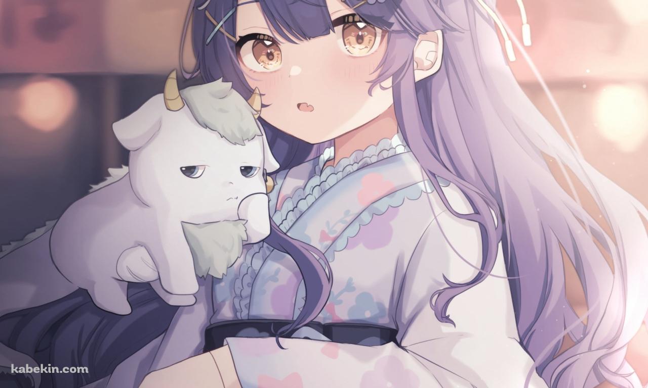 淡い紫の着物を着た天宮こころ / にじさんじ / バーチャルYouTuberの壁紙(1280px x 768px) 高画質 PC・デスクトップ用