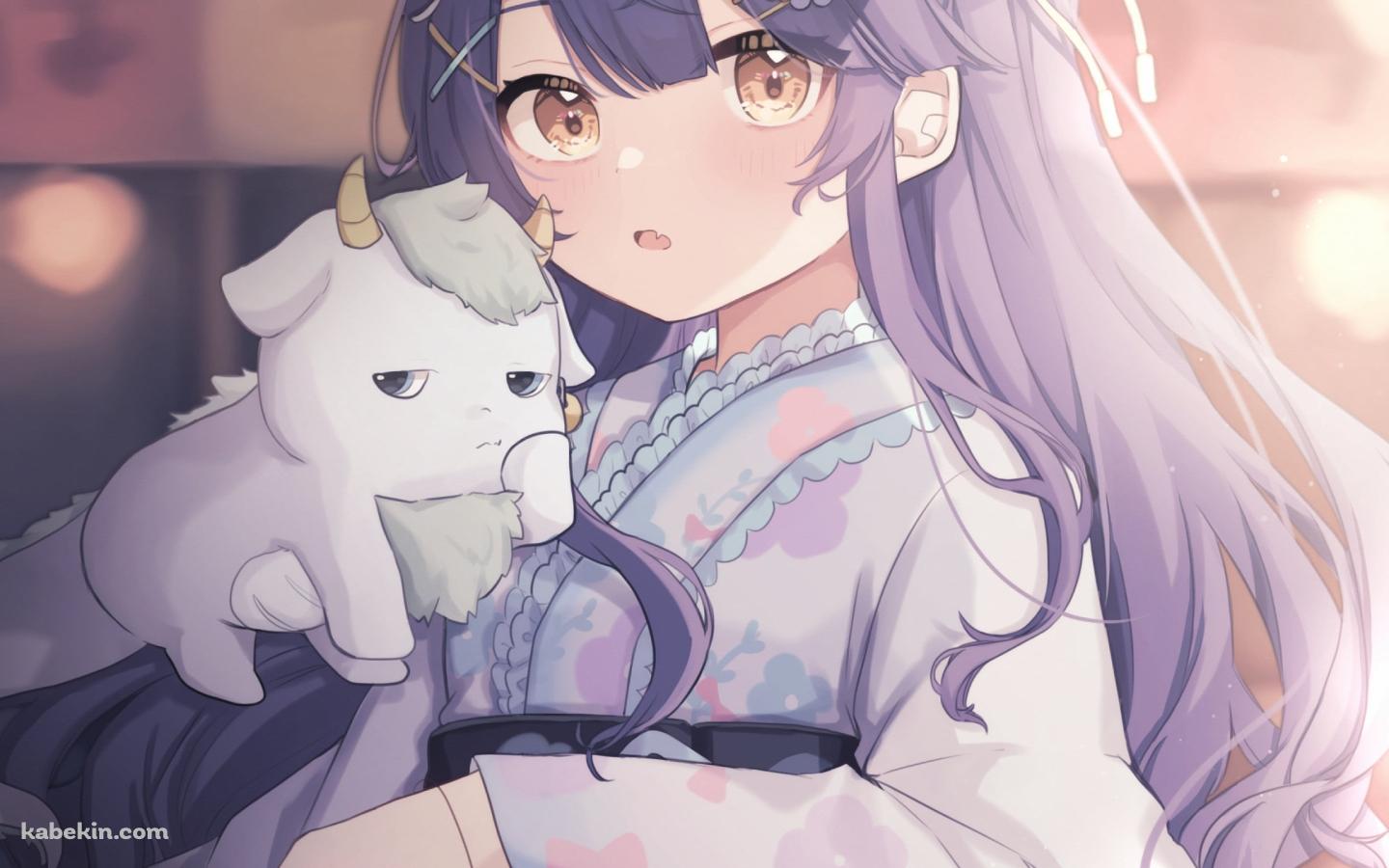 淡い紫の着物を着た天宮こころ / にじさんじ / バーチャルYouTuberの壁紙(1440px x 900px) 高画質 PC・デスクトップ用