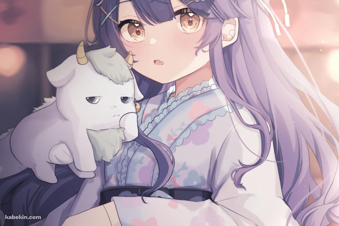 淡い紫の着物を着た天宮こころ / にじさんじ / バーチャルYouTuberの壁紙(1440px x 960px) 高画質 PC・デスクトップ用