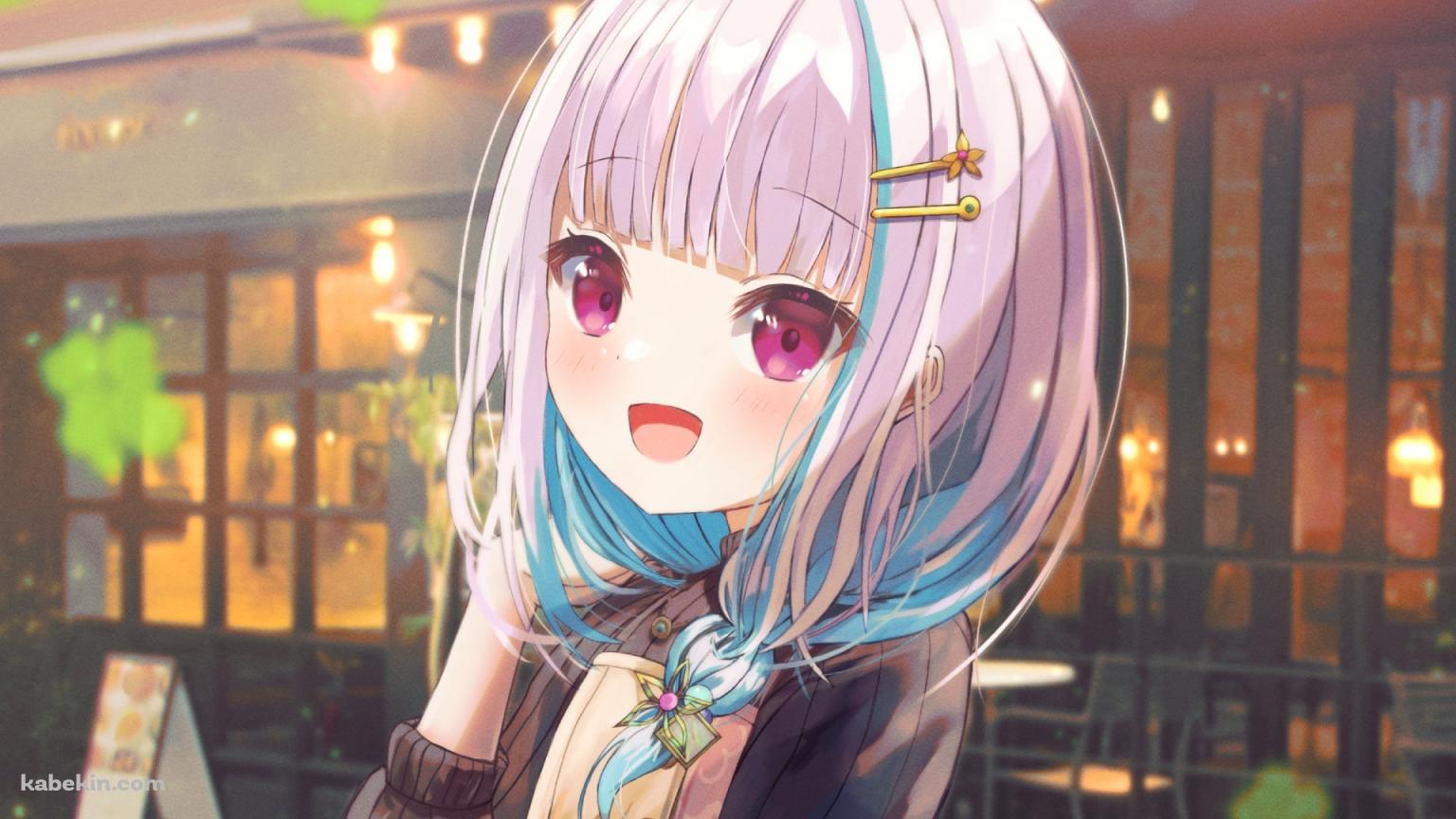 街中を歩く笑顔のリゼ・ヘルエスタ / にじさんじ / バーチャルYouTuberの壁紙(1536px x 864px) 高画質 PC・デスクトップ用
