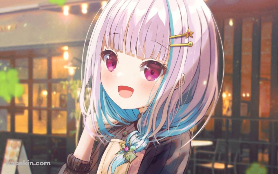 街中を歩く笑顔のリゼ・ヘルエスタ / にじさんじ / バーチャルYouTuberの壁紙(960px x 600px) 高画質 PC・デスクトップ用