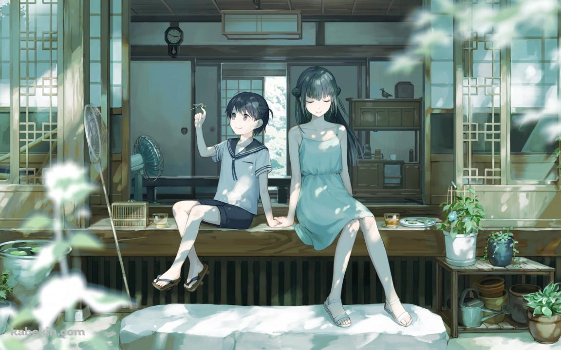 山神カルタ / 縁側 / 扇風機 / トンボ / 虫かご / にじさんじの壁紙(1152px x 720px) 高画質 PC・デスクトップ用