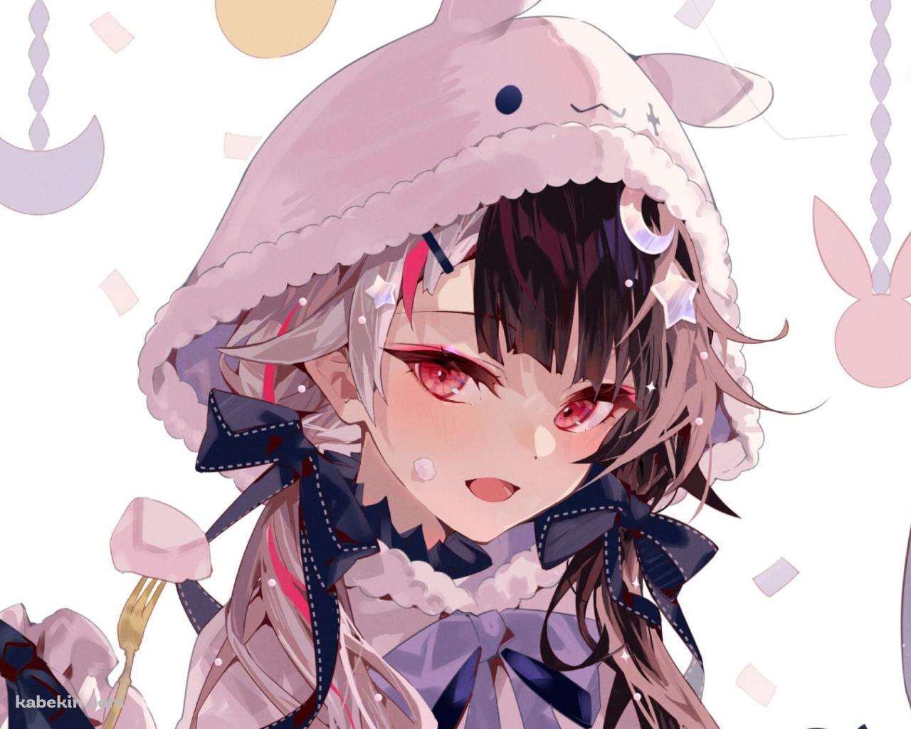 赤い瞳でこちらを見つめる夜見れな / にじさんじ / バーチャルYouTuberの壁紙(1280px x 1024px) 高画質 PC・デスクトップ用