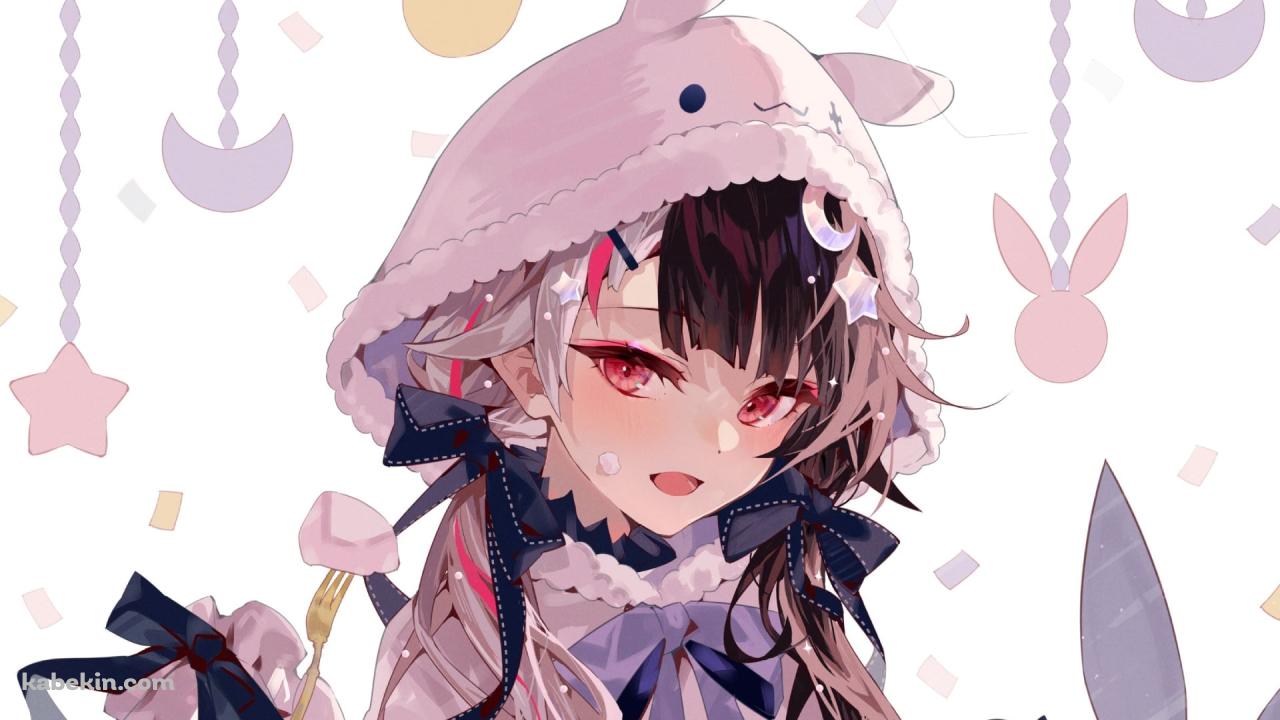 赤い瞳でこちらを見つめる夜見れな / にじさんじ / バーチャルYouTuberの壁紙(1280px x 720px) 高画質 PC・デスクトップ用