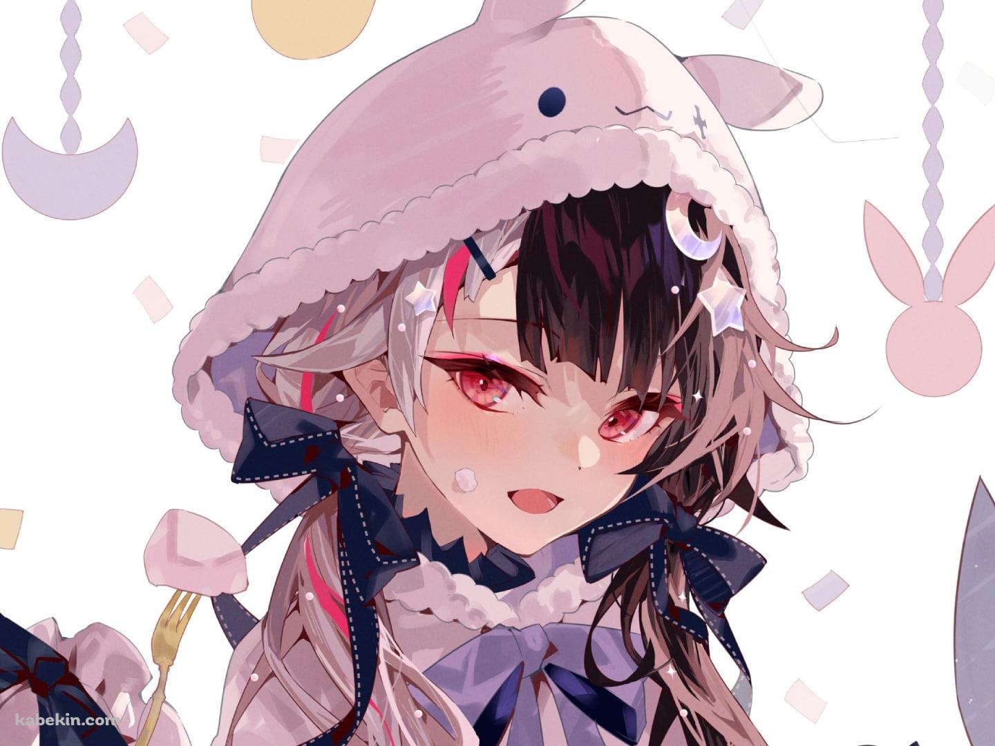 赤い瞳でこちらを見つめる夜見れな / にじさんじ / バーチャルYouTuberの壁紙(1440px x 1080px) 高画質 PC・デスクトップ用