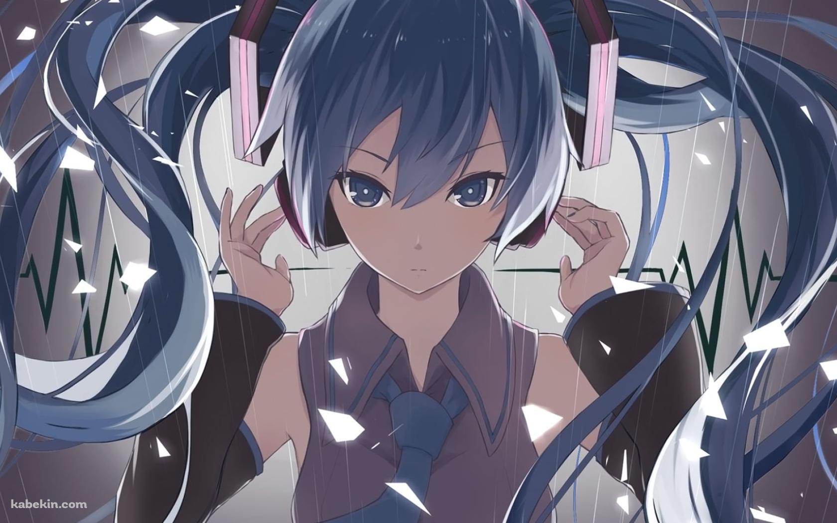 雨の中、音楽を聴く初音ミク / ボカロの壁紙(1680px x 1050px) 高画質 PC・デスクトップ用