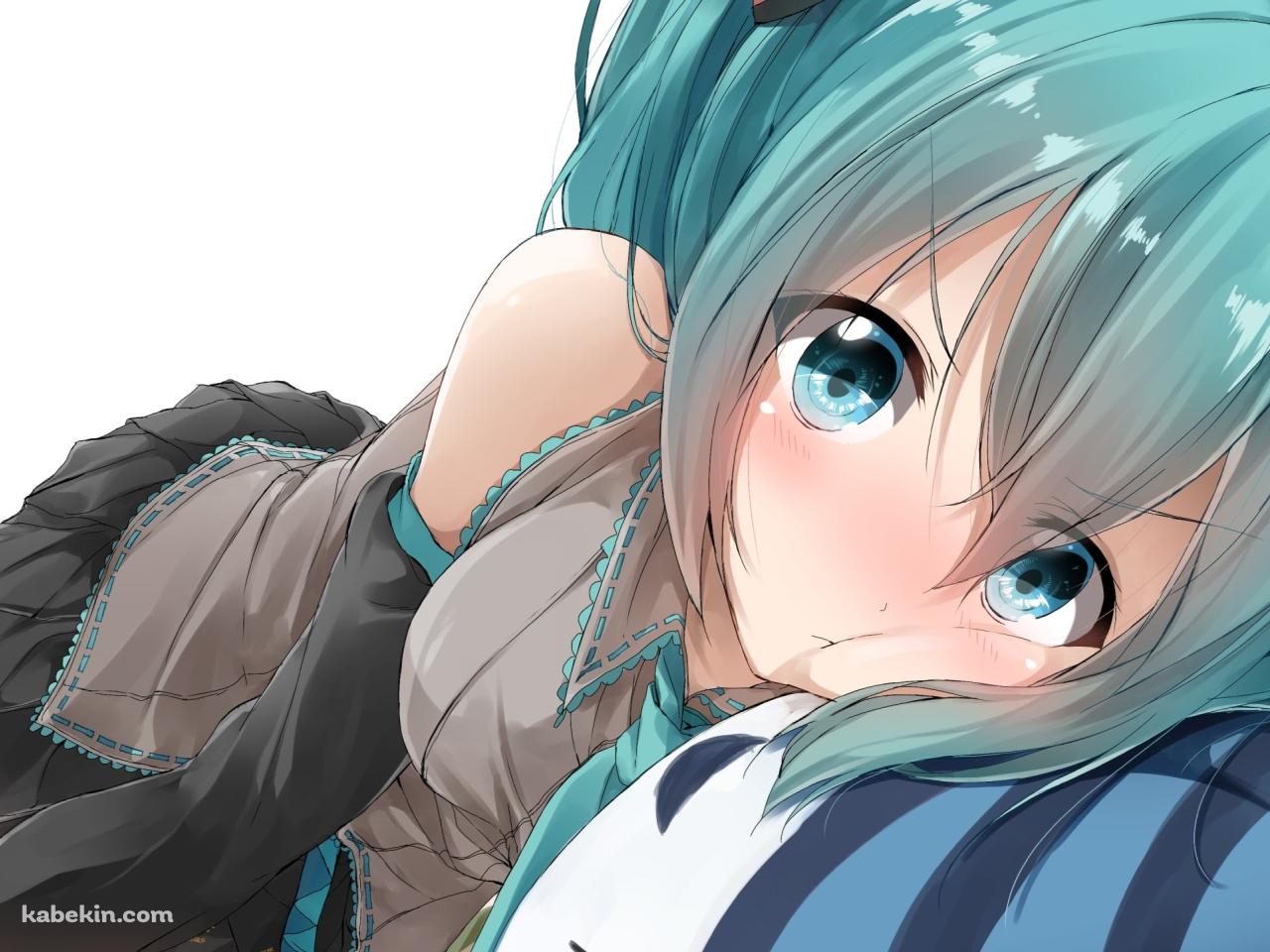 顔を赤らめて枕で寝る初音ミク / ボカロの壁紙(1280px x 960px) 高画質 PC・デスクトップ用