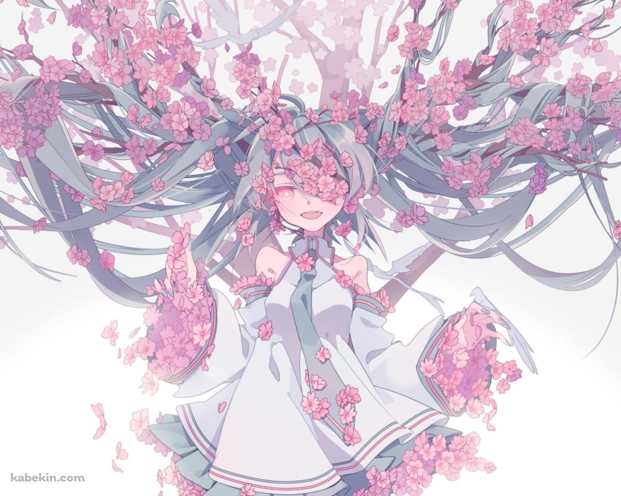 満開の桜と笑顔の初音ミク / ボカロの壁紙(1280px x 1024px) 高画質 PC・デスクトップ用