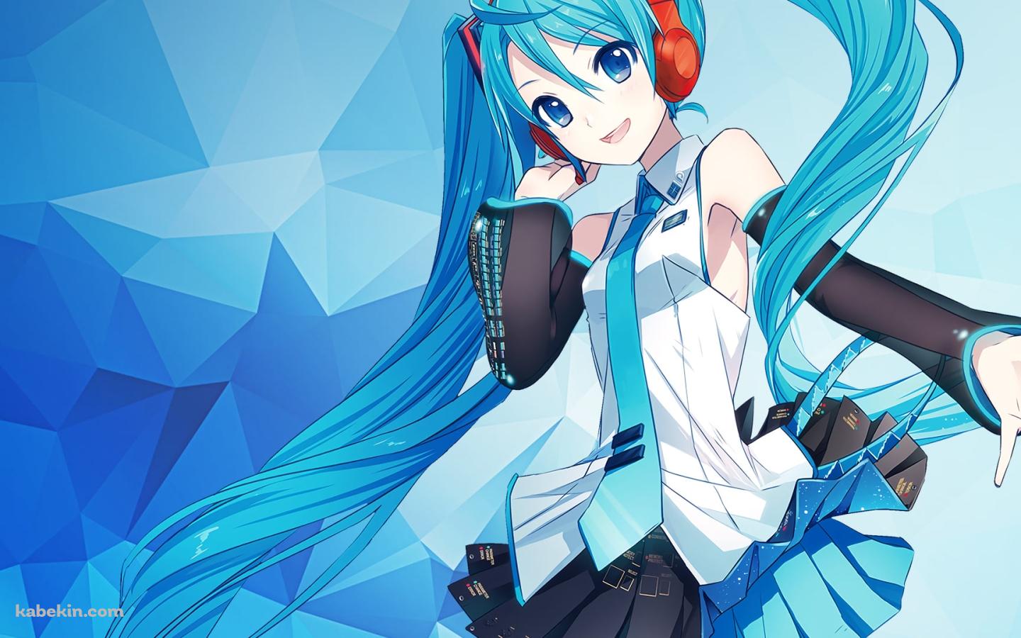 青いポリゴンと初音ミク / ボーカロイドの壁紙(1440px x 900px) 高画質 PC・デスクトップ用