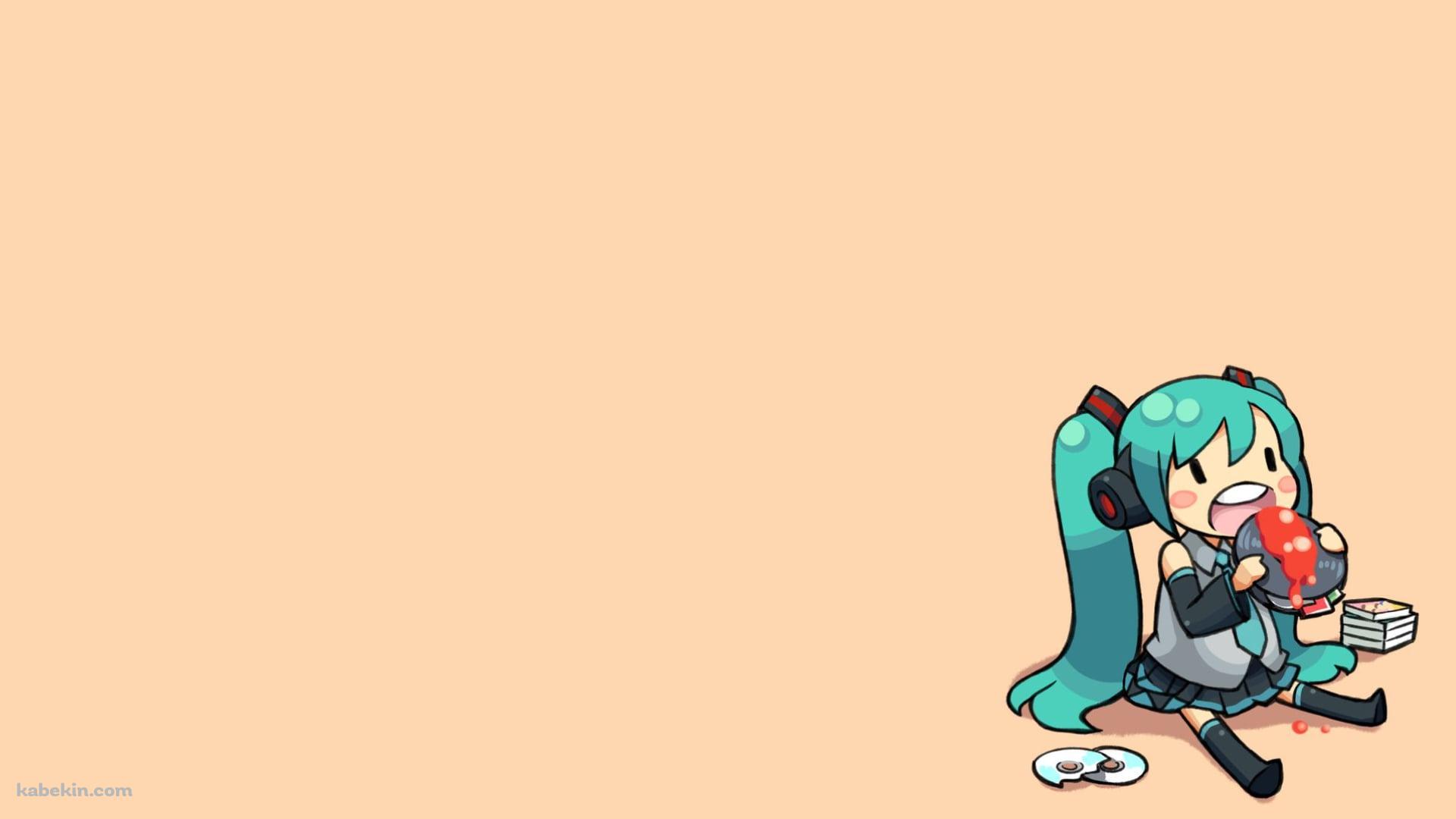 レコードを食べる初音ミク / ボカロの壁紙(1920px x 1080px) 高画質 PC・デスクトップ用