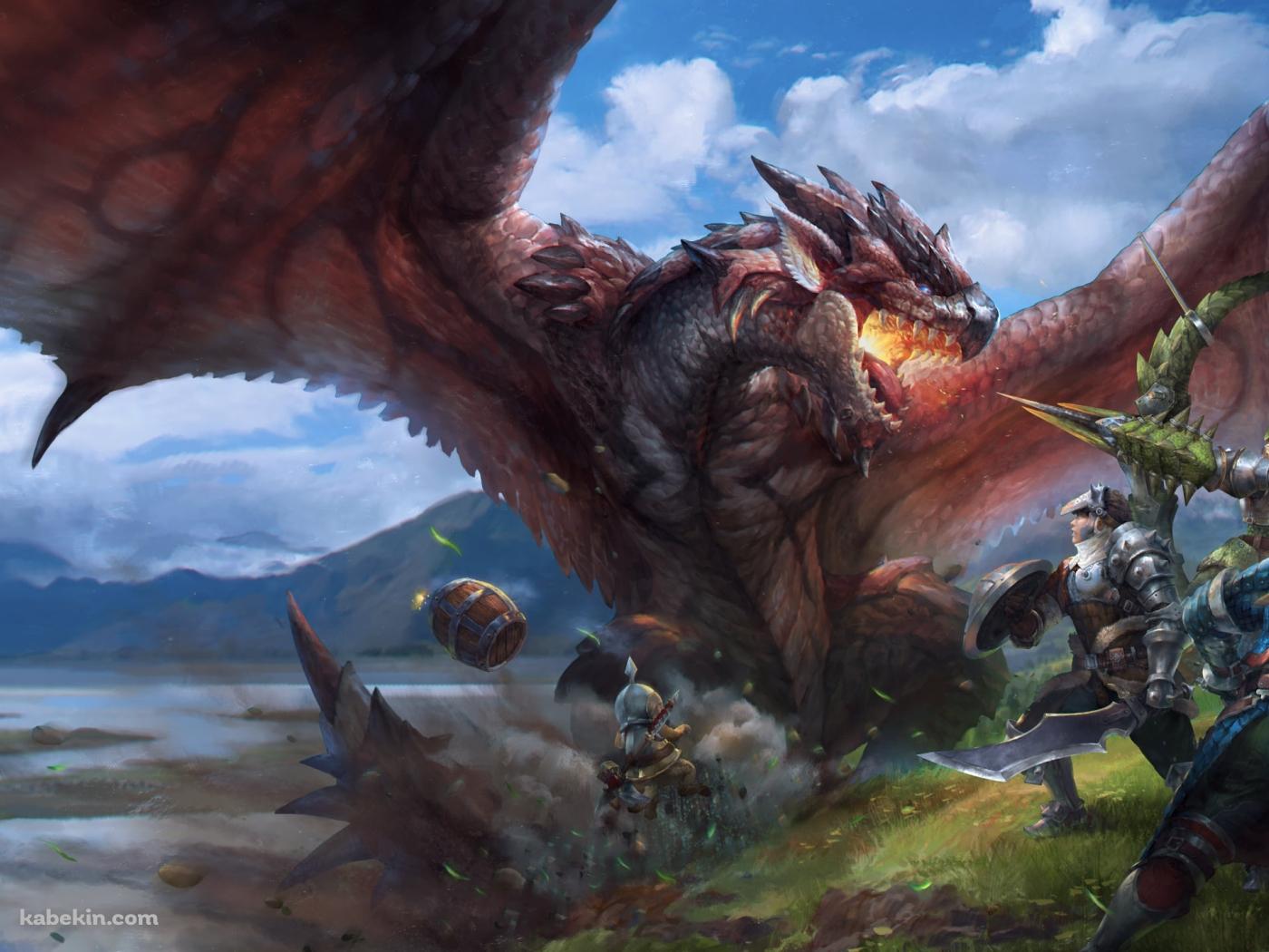 ドラゴン VS 戦士 / モンハンの壁紙(1400px x 1050px) 高画質 PC・デスクトップ用