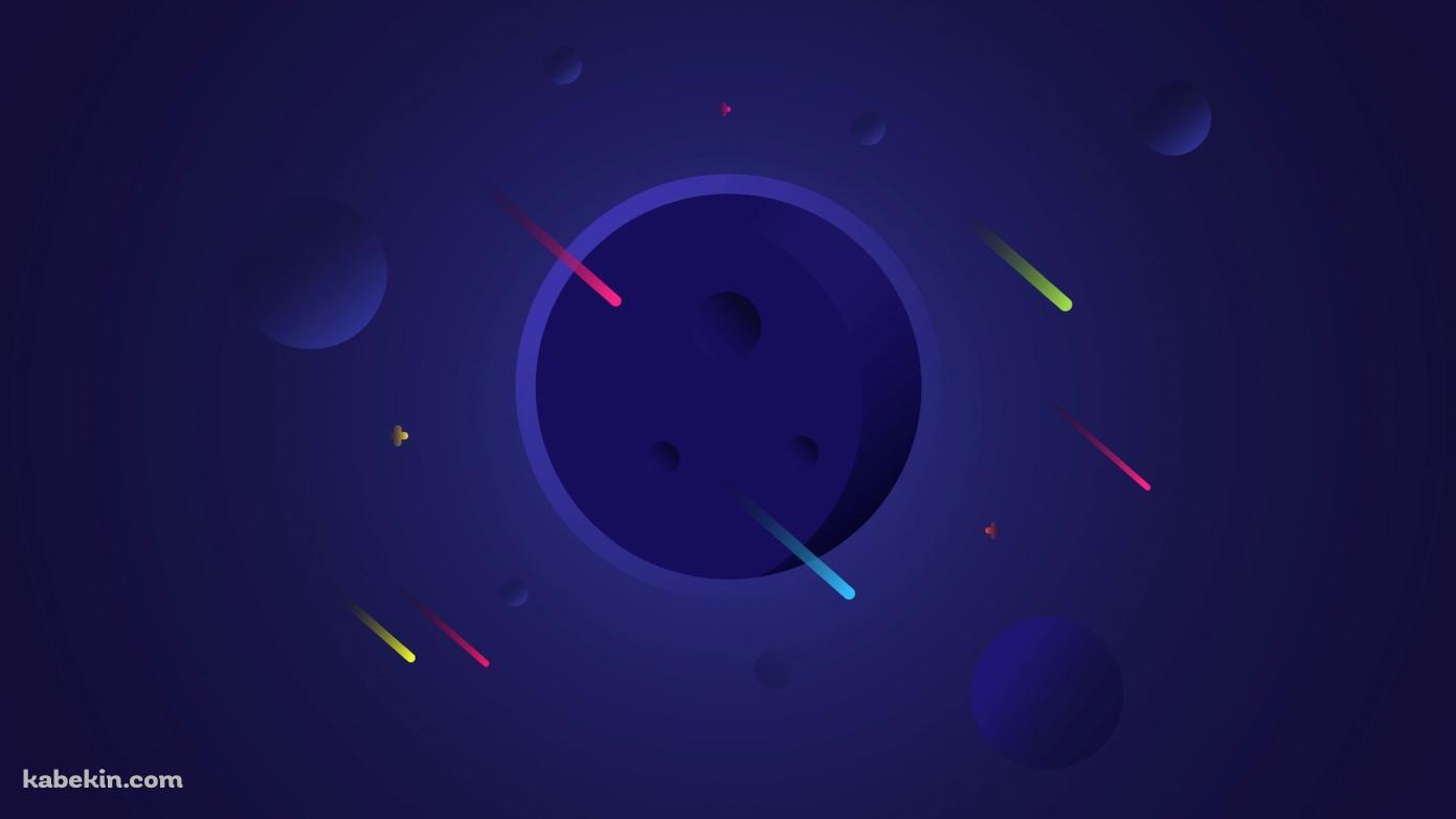 ミニマルな宇宙 / イラスト / 流れ星の壁紙(1391px x 783px) 高画質 PC・デスクトップ用