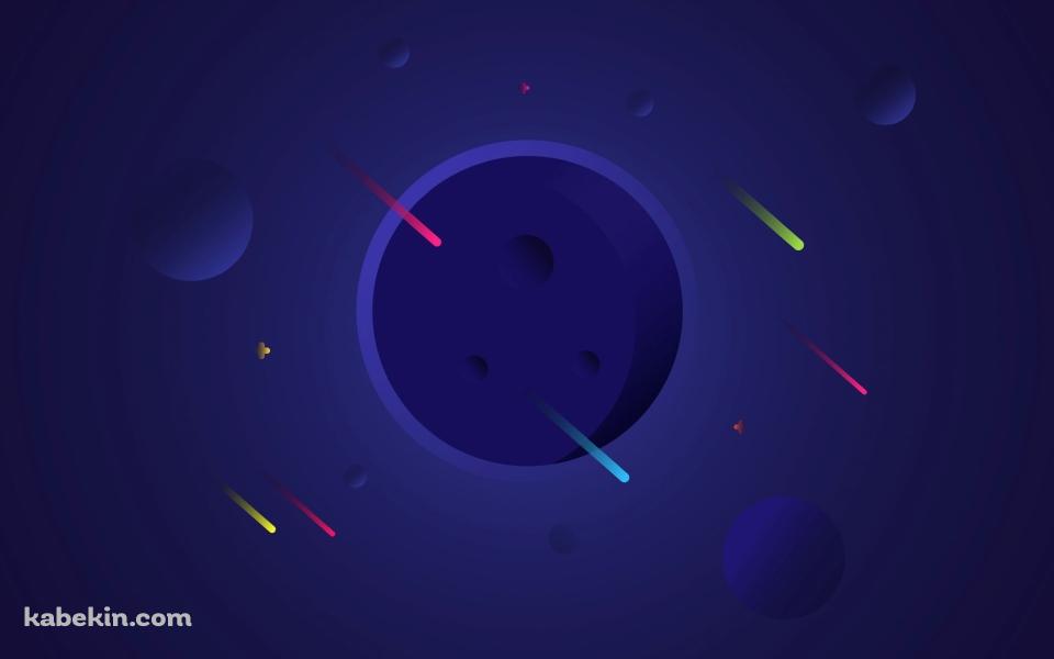 ミニマルな宇宙 / イラスト / 流れ星の壁紙(960px x 600px) 高画質 PC・デスクトップ用