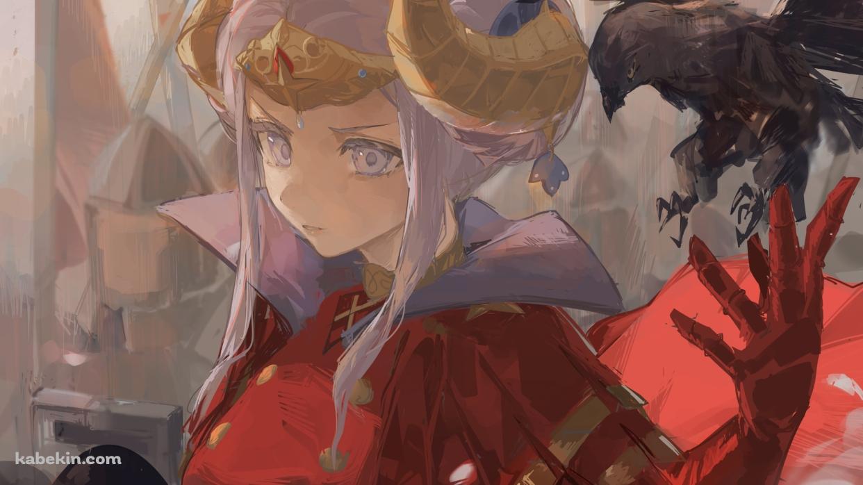 黒いカラスとエーデルガルト=フォン=フレスベルグ / ファイアーエムブレム風花雪月の壁紙(1242px x 698px) 高画質 PC・デスクトップ用