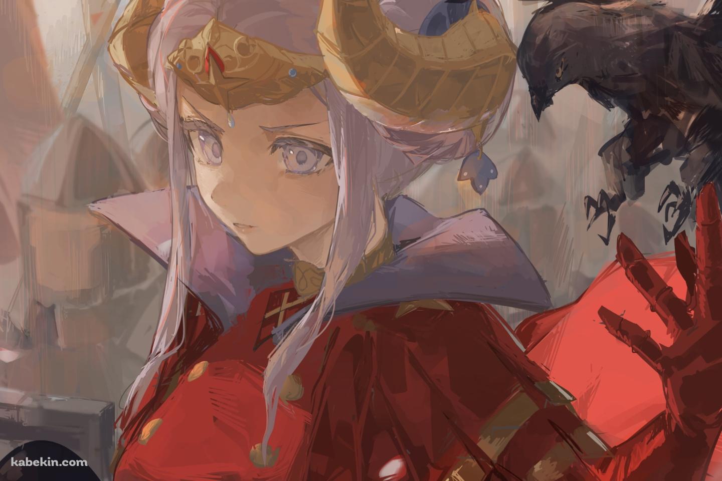 黒いカラスとエーデルガルト=フォン=フレスベルグ / ファイアーエムブレム風花雪月の壁紙(1440px x 960px) 高画質 PC・デスクトップ用