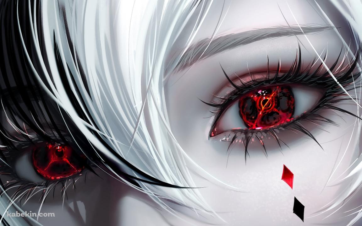 アルレッキーノの顔のアップ / 赤い瞳 / 原神の壁紙(1152px x 720px) 高画質 PC・デスクトップ用