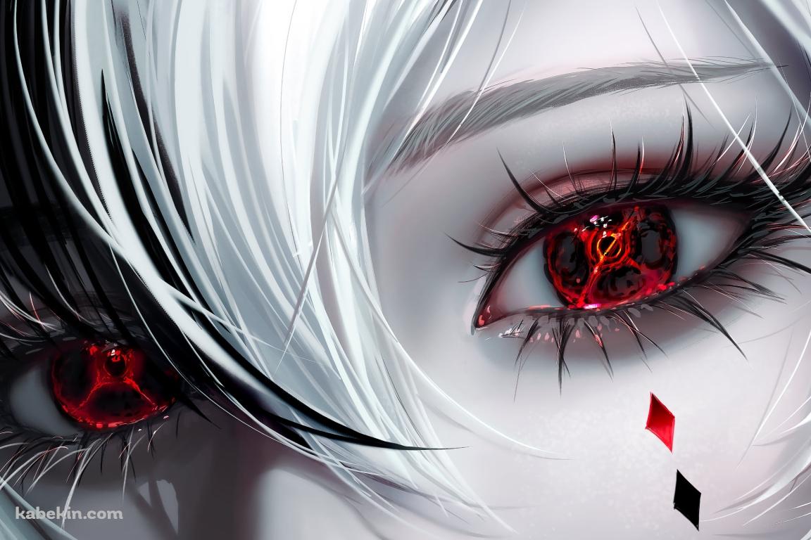 アルレッキーノの顔のアップ / 赤い瞳 / 原神の壁紙(1152px x 768px) 高画質 PC・デスクトップ用