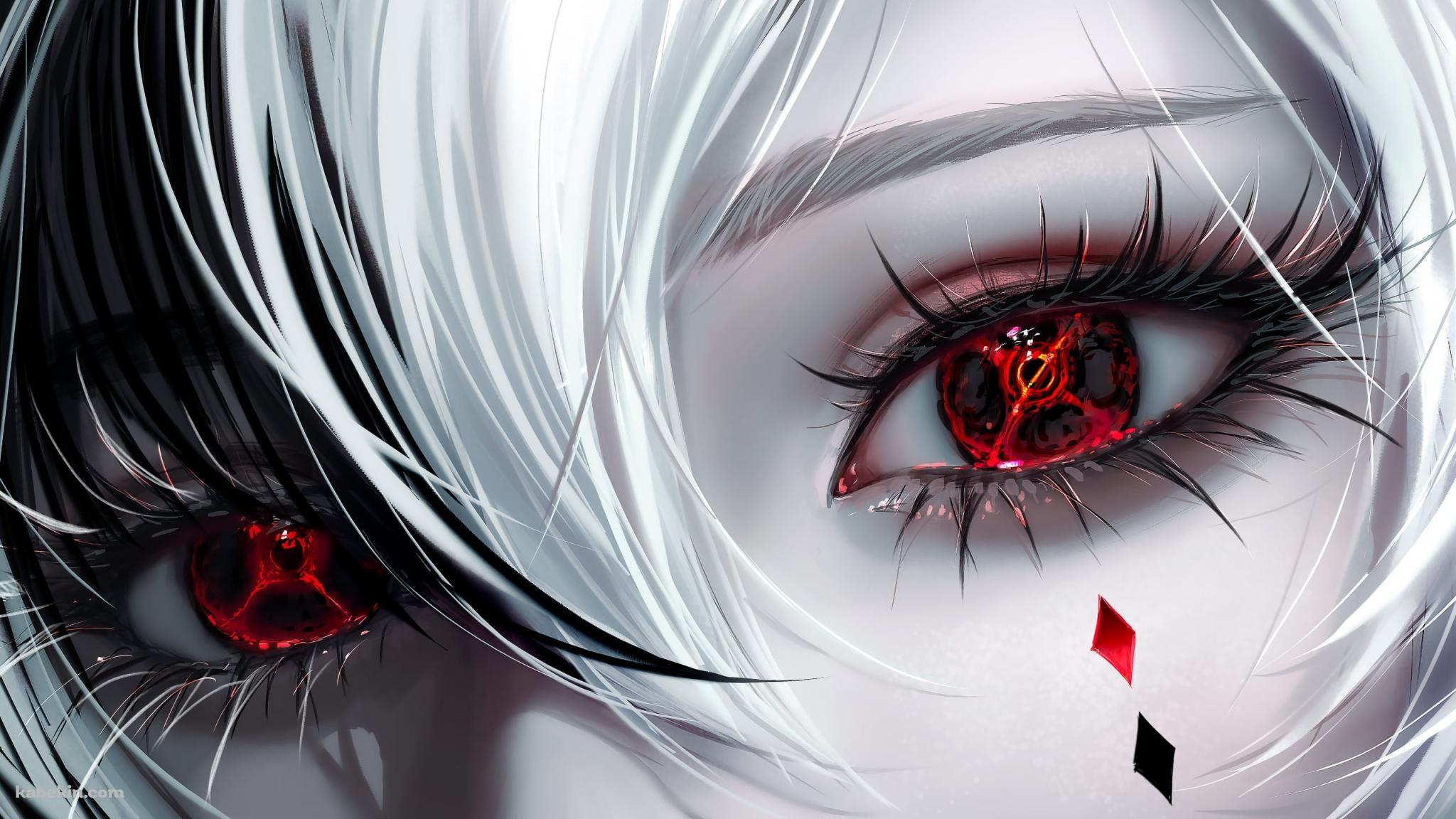 アルレッキーノの顔のアップ / 赤い瞳 / 原神の壁紙(2048px x 1152px) 高画質 PC・デスクトップ用