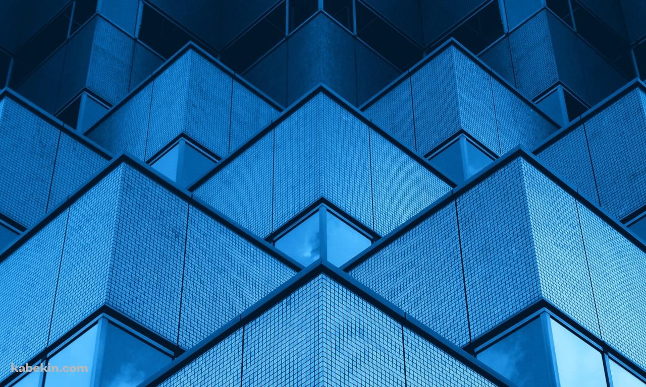 青い四角い建物 / Blue square buildingの壁紙(1280px x 768px) 高画質 PC・デスクトップ用