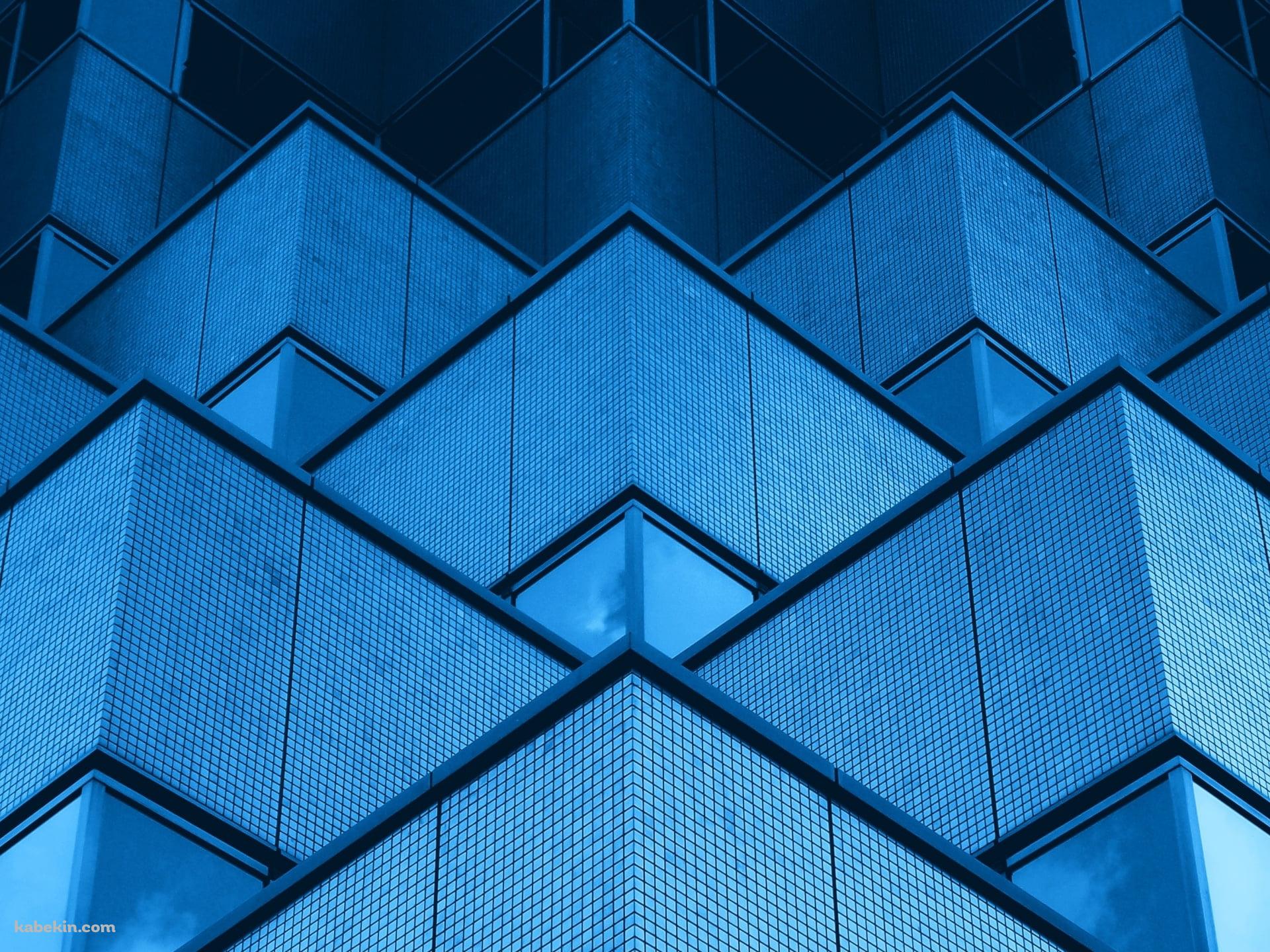青い四角い建物 / Blue square buildingの壁紙(1920px x 1440px) 高画質 PC・デスクトップ用