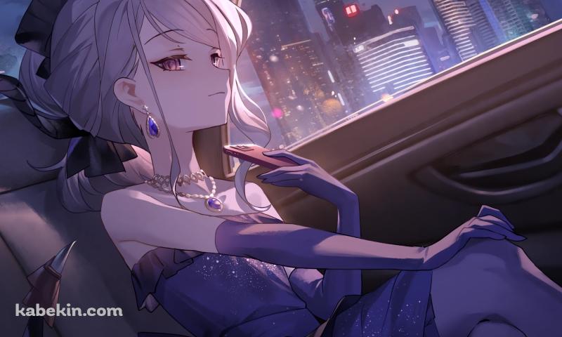 車の後部座席に座ったドレスを着た空崎ヒナ / ブルーアーカイブの壁紙(800px x 480px) 高画質 PC・デスクトップ用