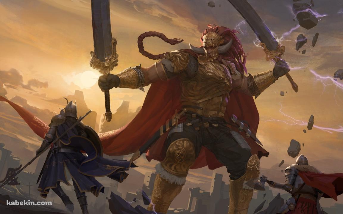 約束の王 ラダーン VS 褪せ人 / 二刀流 / エルデンリングの壁紙(1152px x 720px) 高画質 PC・デスクトップ用