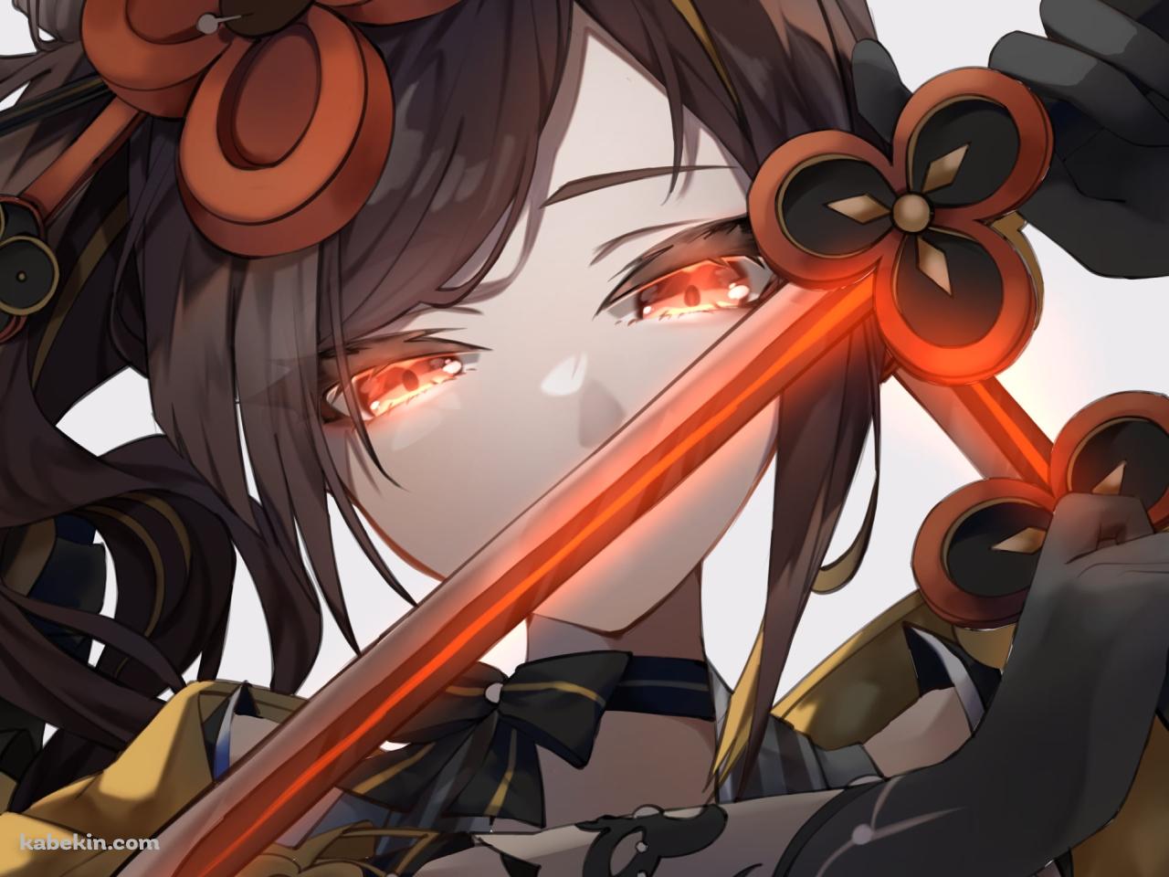 赤い小刀を持つ千織 / 原神の壁紙(1280px x 960px) 高画質 PC・デスクトップ用