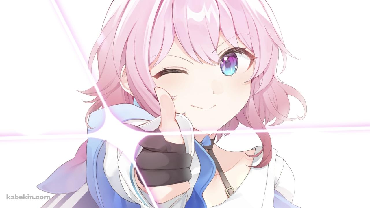 ウィンクしてバキューンポーズをする可愛い三月七 / 崩壊:スターレイルの壁紙(1280px x 720px) 高画質 PC・デスクトップ用