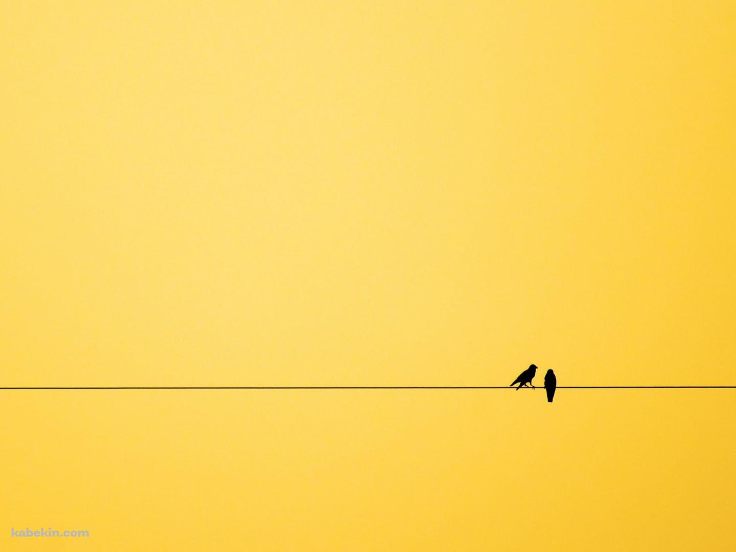 二羽の鳥と黄色い空の壁紙(1440px x 1080px) 高画質 PC・デスクトップ用