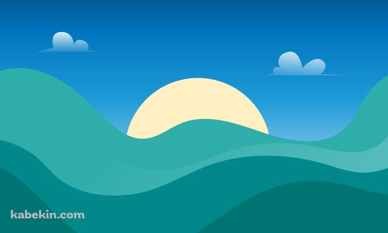 十五夜 / 満月 / 緑の丘陵 / 夜の壁紙(800px x 480px) 高画質 PC・デスクトップ用
