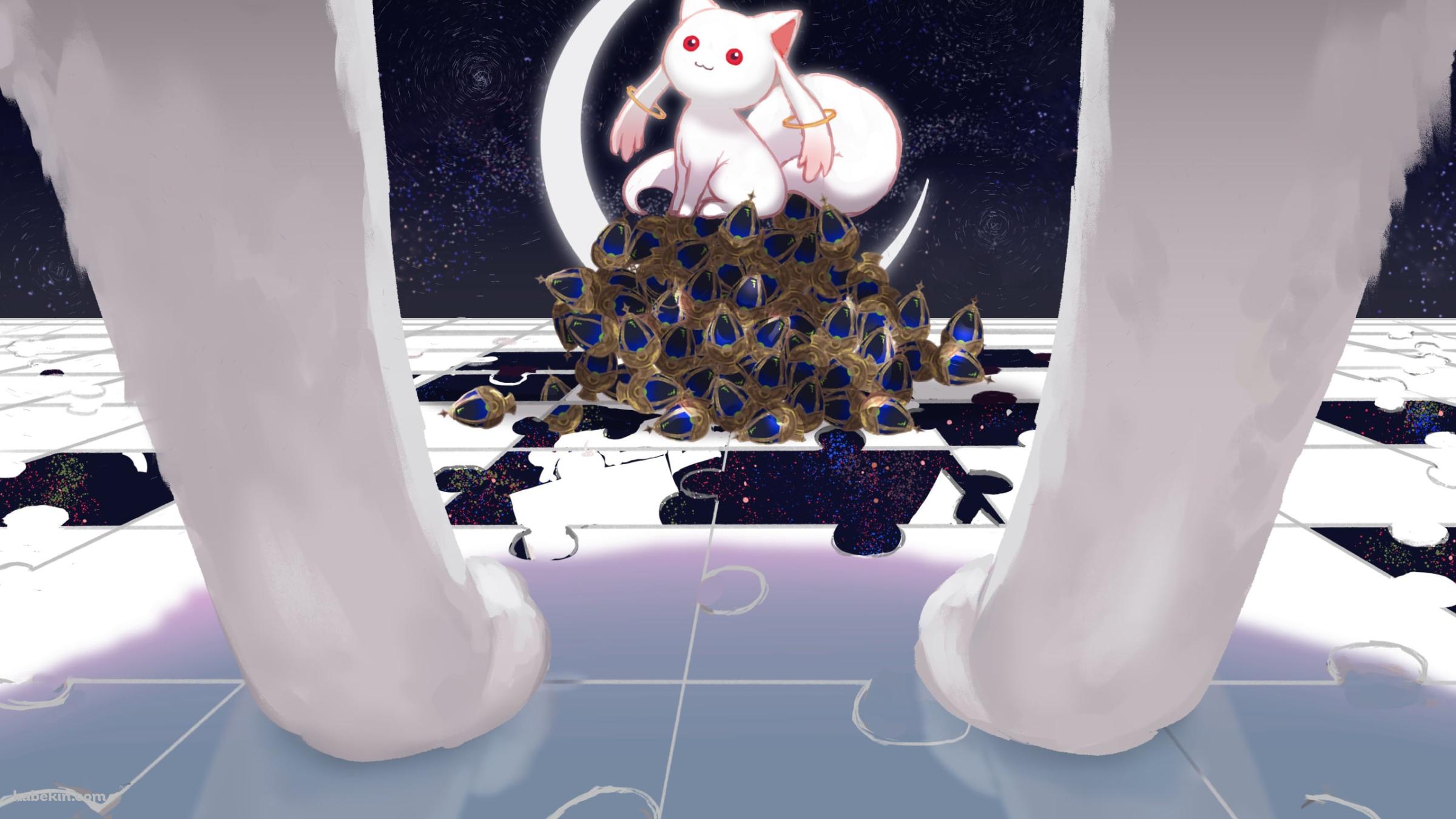 三日月とキュゥべえ / 魔法少女まどか☆マギカの壁紙(2400px x 1350px) 高画質 PC・デスクトップ用