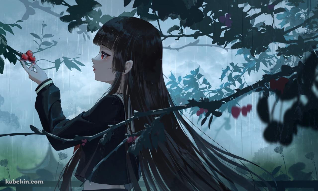 赤い果実を触る閻魔あい / 地獄少女の壁紙(1280px x 768px) 高画質 PC・デスクトップ用