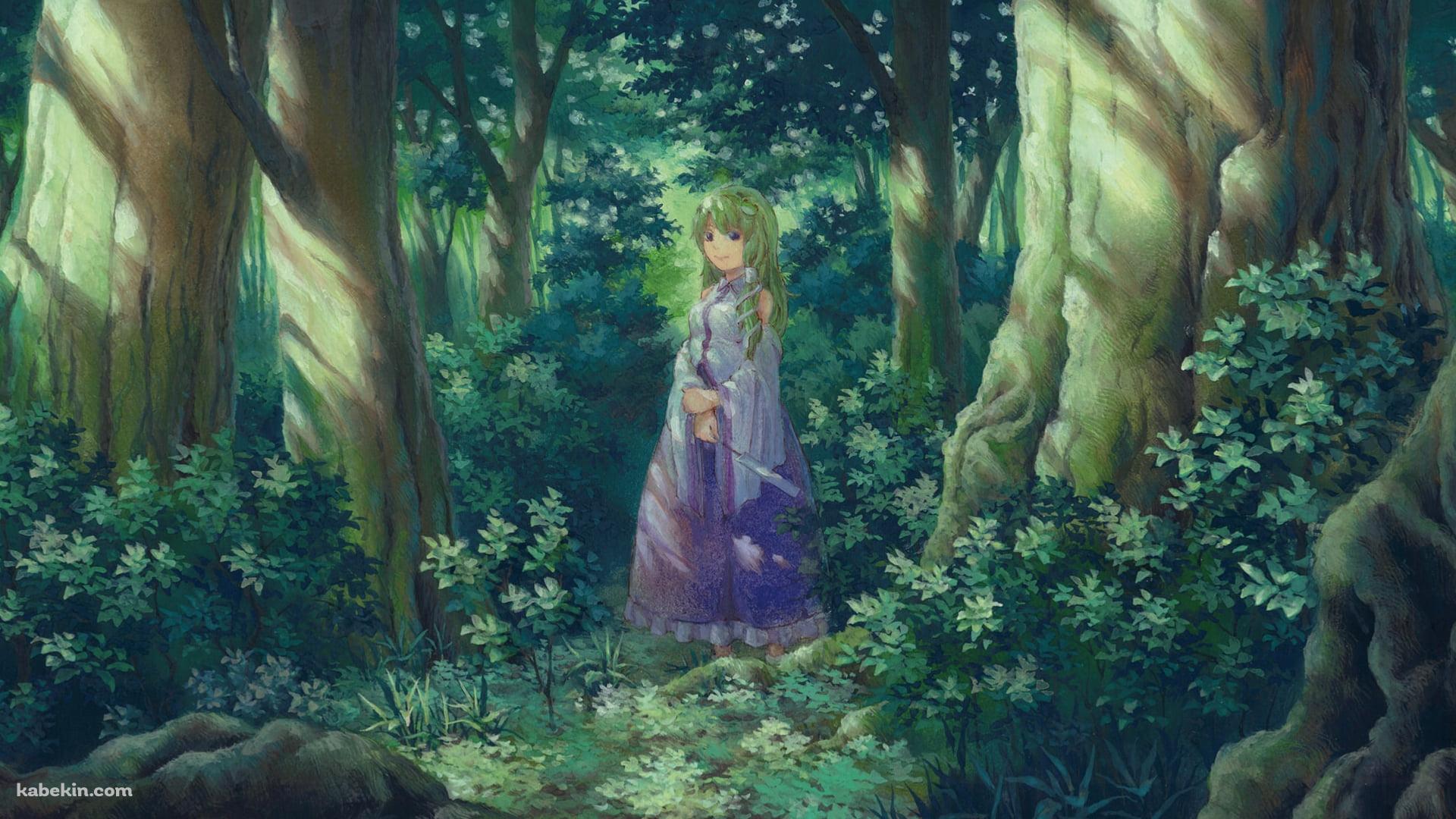 森の中で佇む東風谷早苗 / 東方の壁紙(1920px x 1080px) 高画質 PC・デスクトップ用