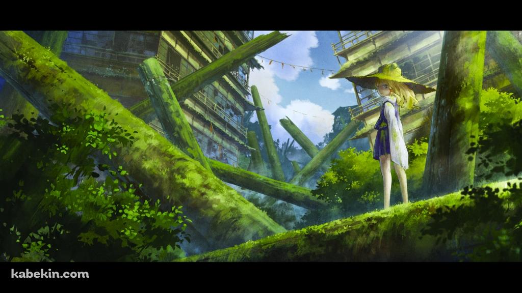 苔むした土地と洩矢諏訪子 / 東方の壁紙(1024px x 576px) 高画質 PC・デスクトップ用