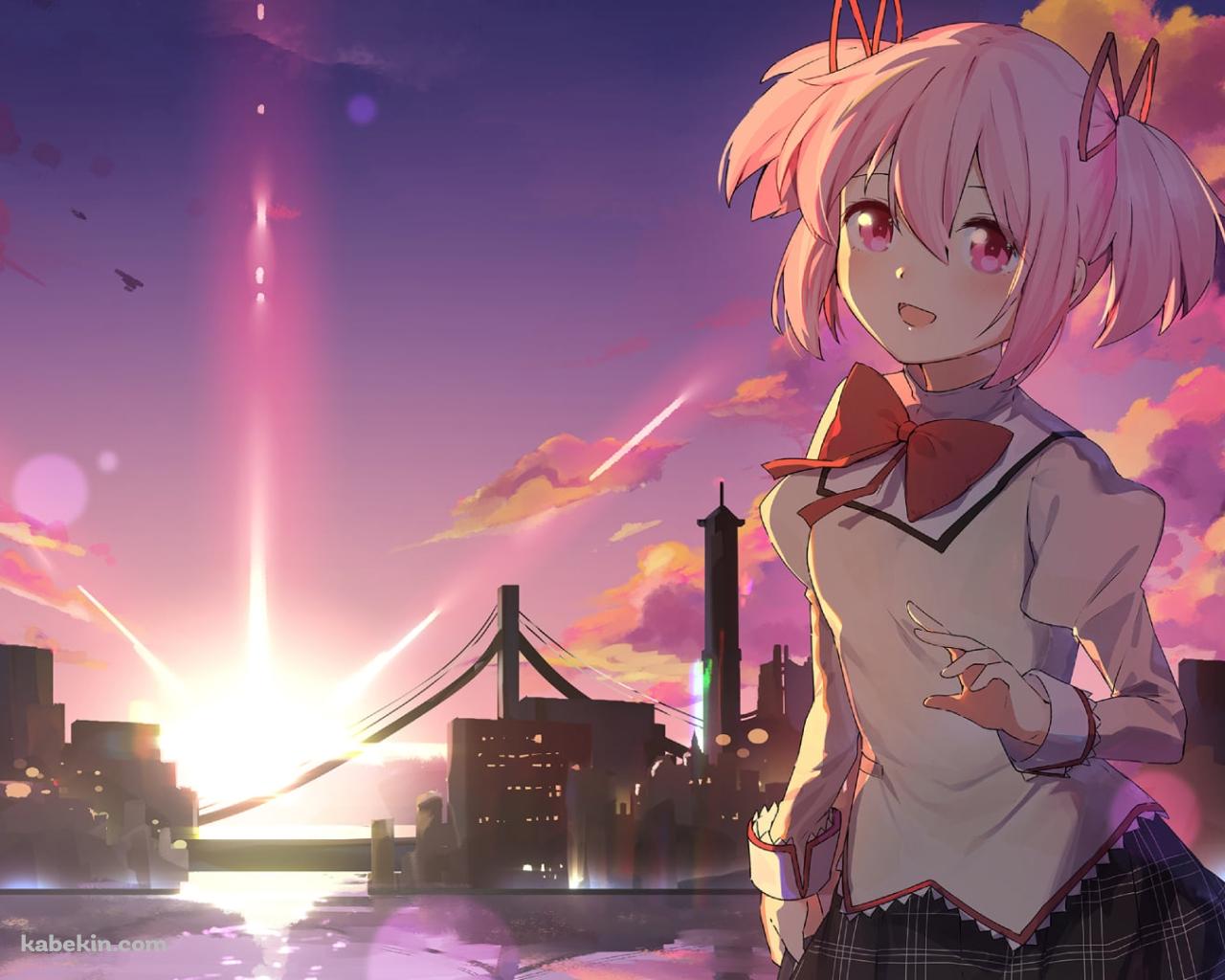 海沿いの街と鹿目まどか / 魔法少女まどか☆マギカの壁紙(1280px x 1024px) 高画質 PC・デスクトップ用