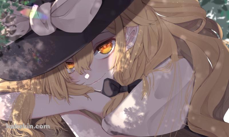 木陰でこちらを見つめる霧雨魔理沙 / 東方の壁紙(800px x 480px) 高画質 PC・デスクトップ用