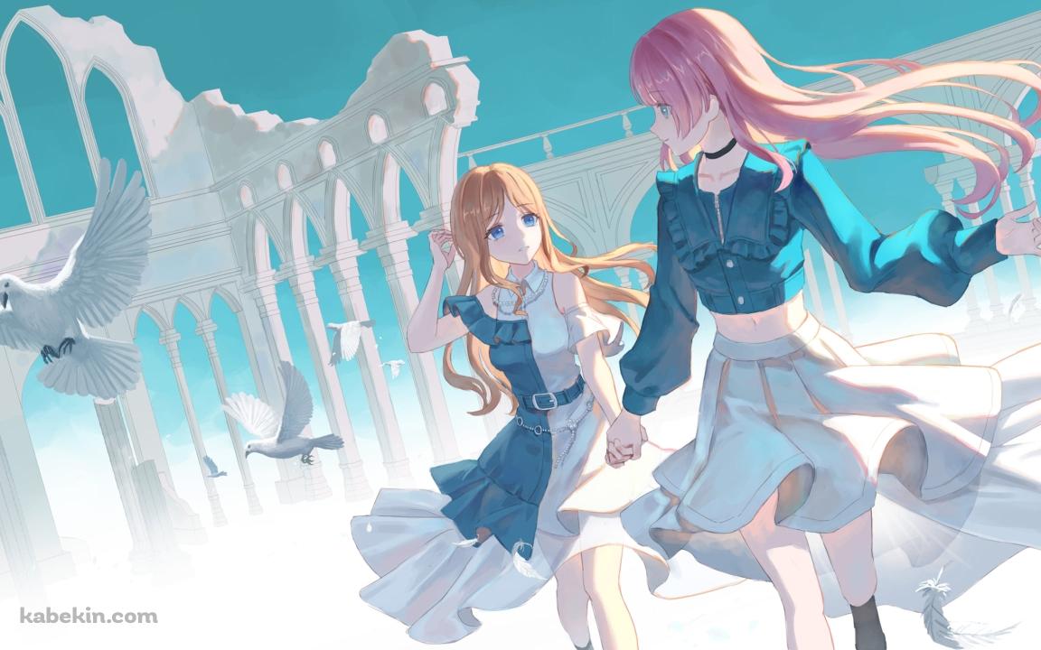 手をつなぐ長崎そよと千早愛音 / バンドリ！の壁紙(1152px x 720px) 高画質 PC・デスクトップ用
