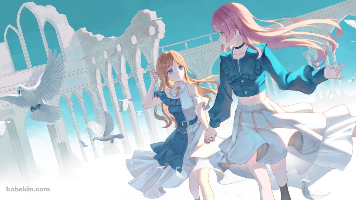手をつなぐ長崎そよと千早愛音 / バンドリ！の壁紙(1242px x 698px) 高画質 PC・デスクトップ用