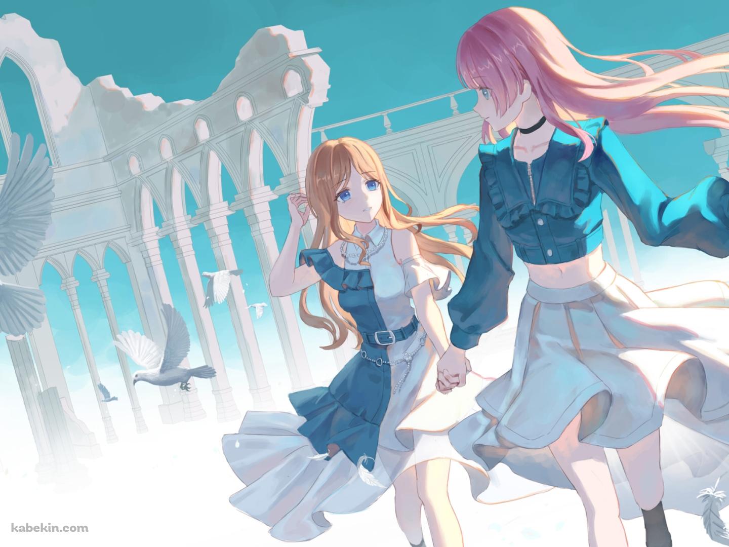 手をつなぐ長崎そよと千早愛音 / バンドリ！の壁紙(1440px x 1080px) 高画質 PC・デスクトップ用