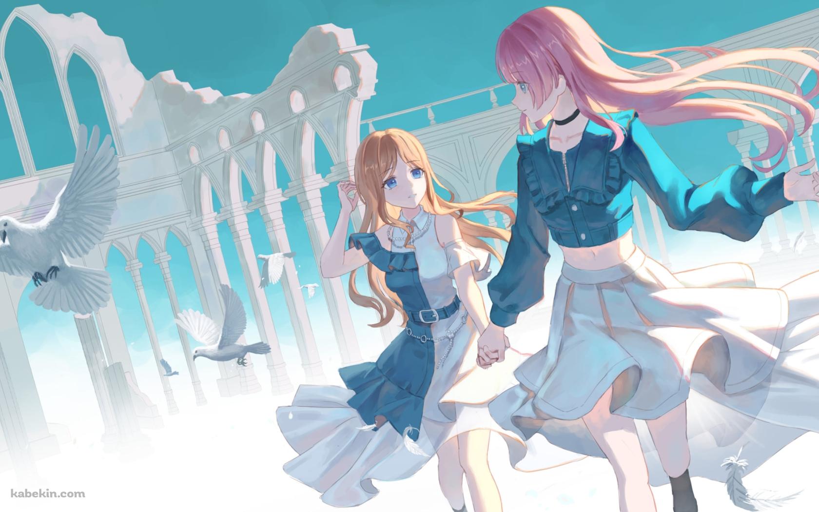 手をつなぐ長崎そよと千早愛音 / バンドリ！の壁紙(1680px x 1050px) 高画質 PC・デスクトップ用