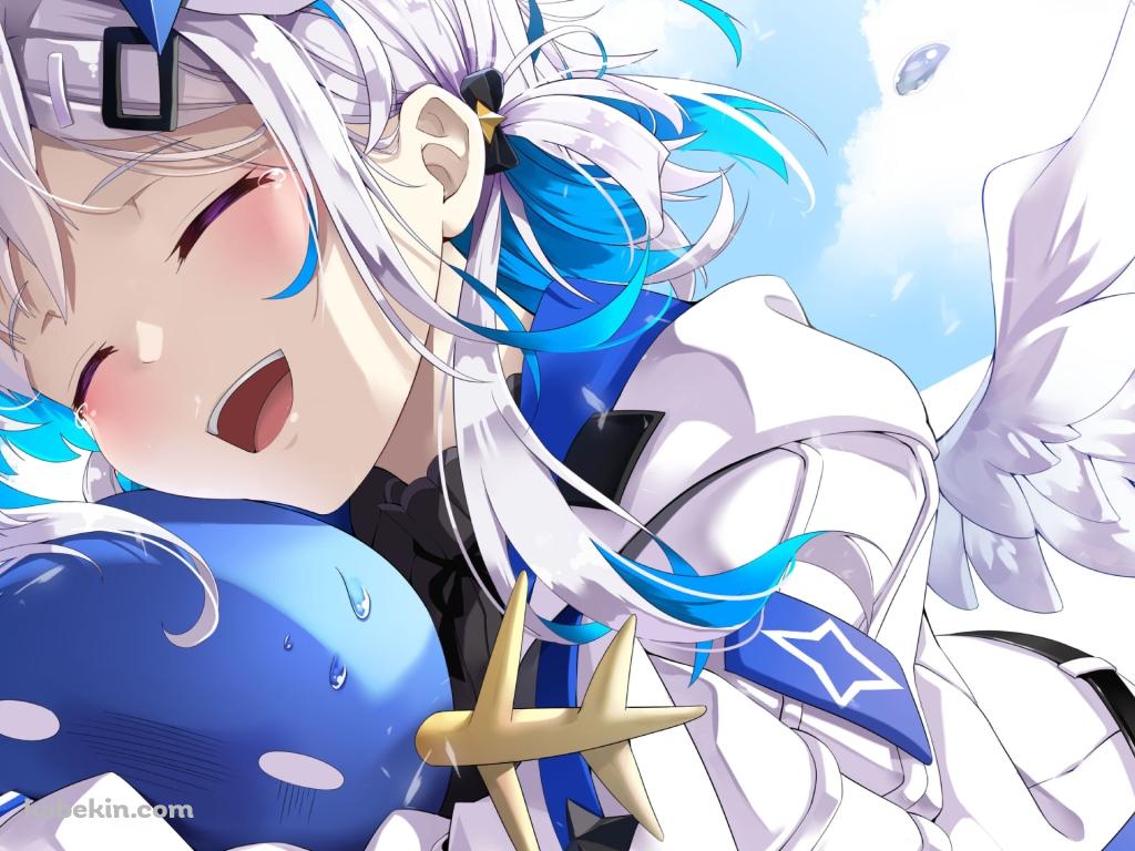 泣き笑いする天音かなた / ホロライブ / バーチャルYouTuber / Vtuberの壁紙(1024px x 768px) 高画質 PC・デスクトップ用