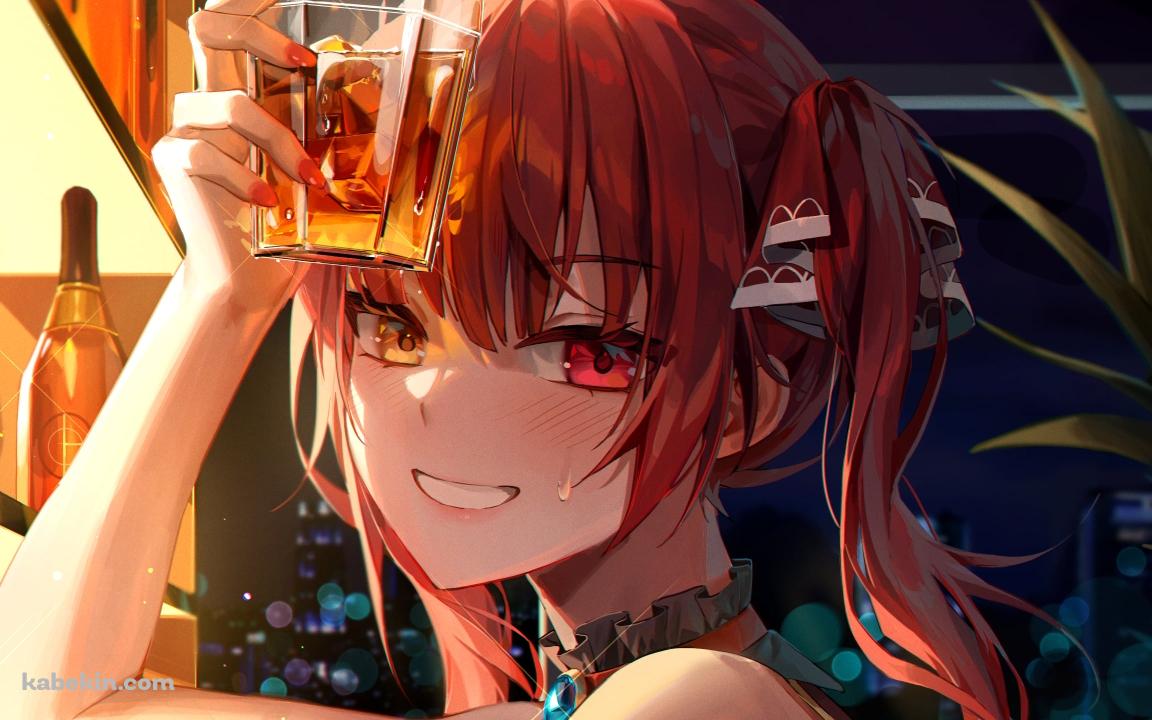 ウィスキーを飲む宝鐘マリン / ホロライブ / バーチャルYouTuber / Vtuberの壁紙(1152px x 720px) 高画質 PC・デスクトップ用