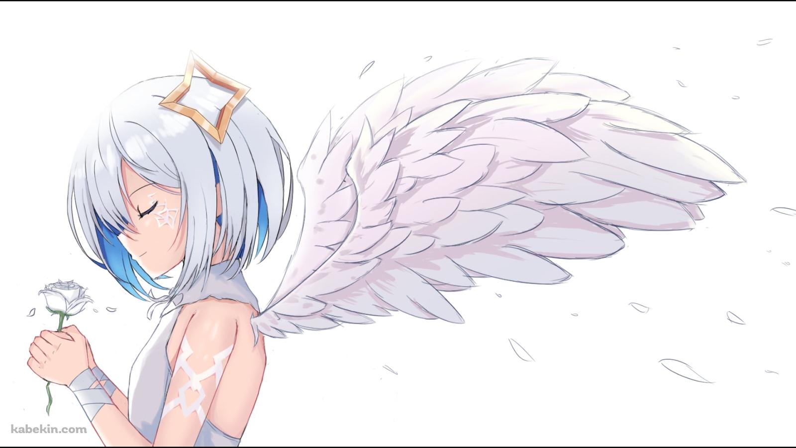 白い花を持つ天音かなた / ホロライブ / バーチャルYouTuberの壁紙(1600px x 900px) 高画質 PC・デスクトップ用