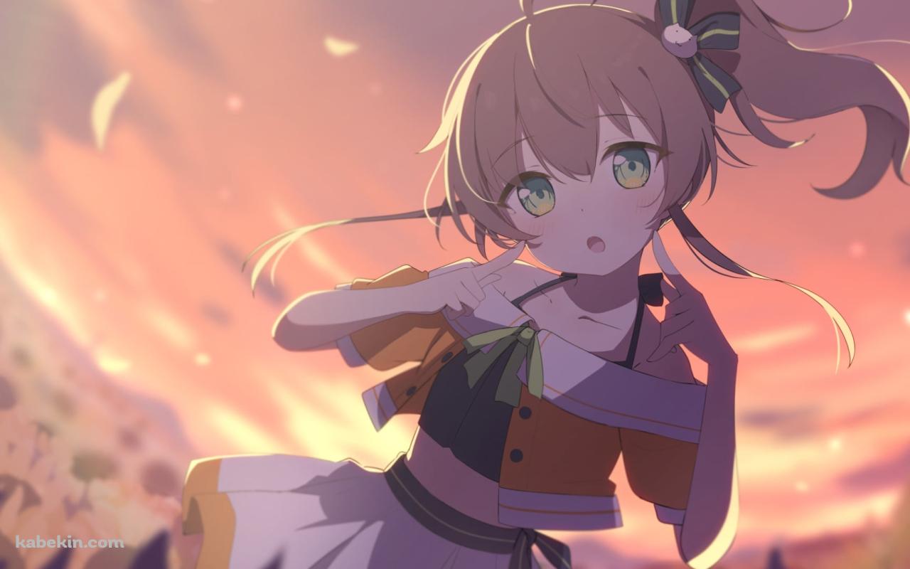 夕暮れとほっぺたを指さす夏色まつり / バーチャルYouTuber / ホロライブの壁紙(1280px x 800px) 高画質 PC・デスクトップ用