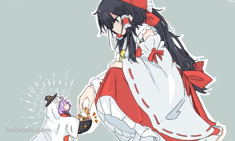 少名針妙丸から飴ちゃんを貰う博麗霊夢 / 東方の壁紙(800px x 480px) 高画質 PC・デスクトップ用