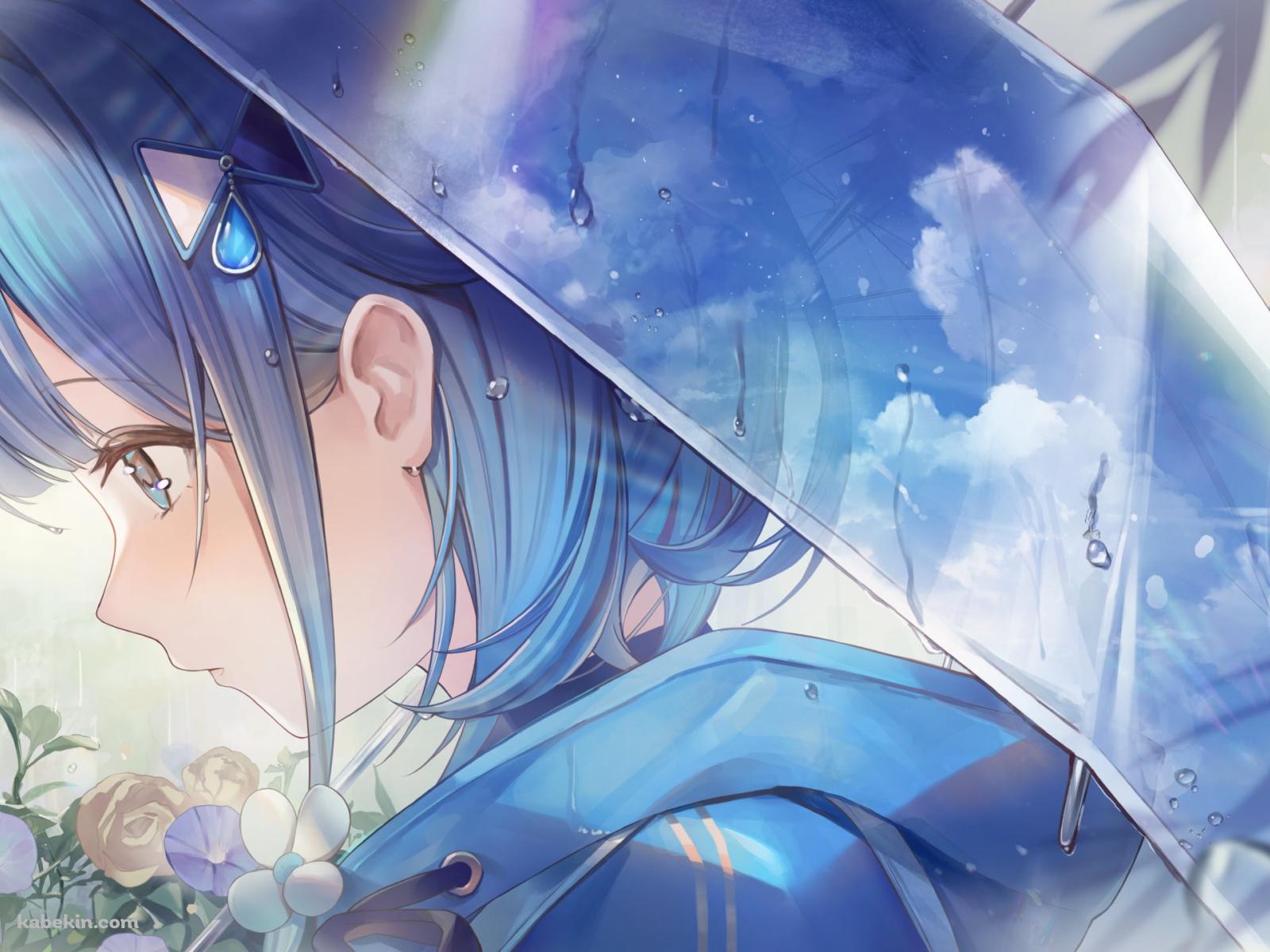 草にとまる綺麗な蝶を見る紡木こかげ / ぶいすぽっ！ / バーチャルYouTuberの壁紙(1600px x 1200px) 高画質 PC・デスクトップ用